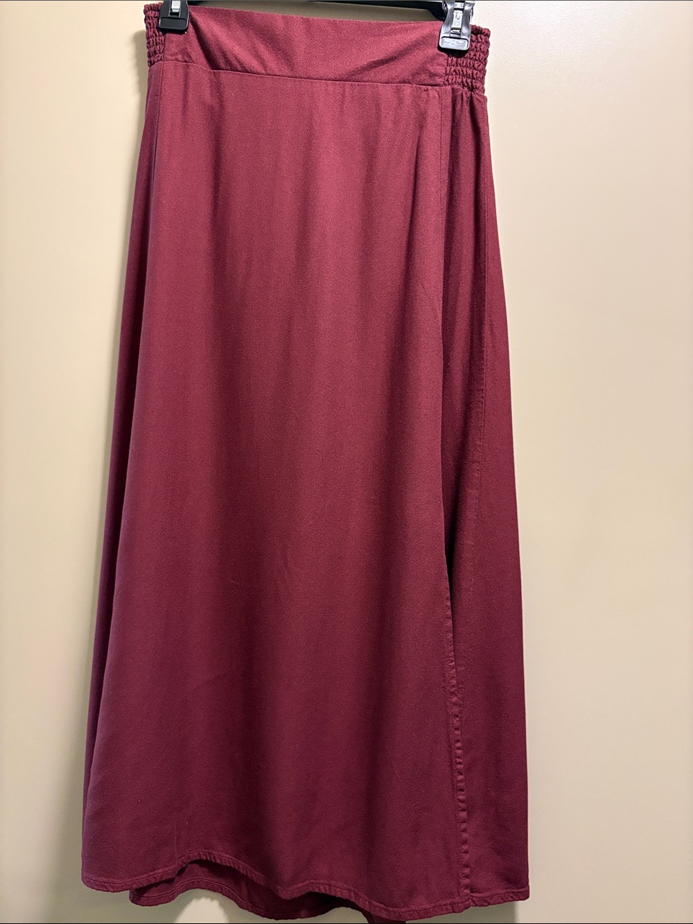 Old Navy Wine Midi Skirt with Elastic Waist